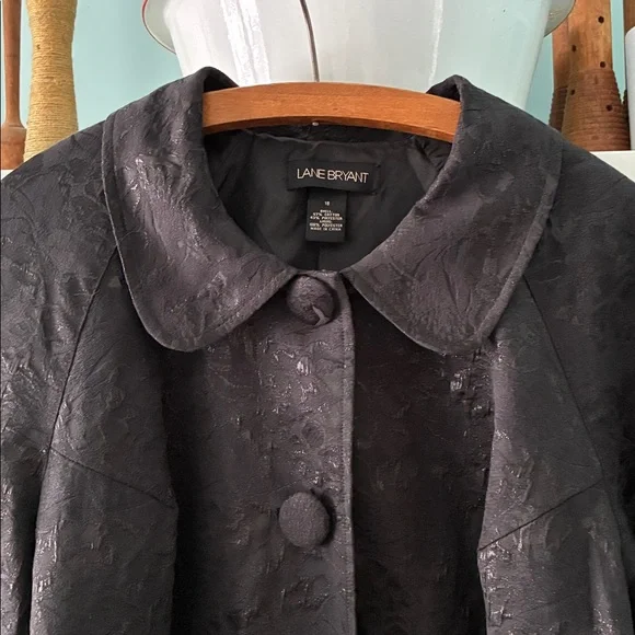 Lane Bryant sz 18 Black Shimmer Lightweight Women's Duster Coat euc - Picture 2 of 9